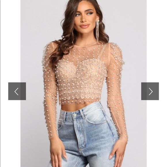 pearl mesh top
